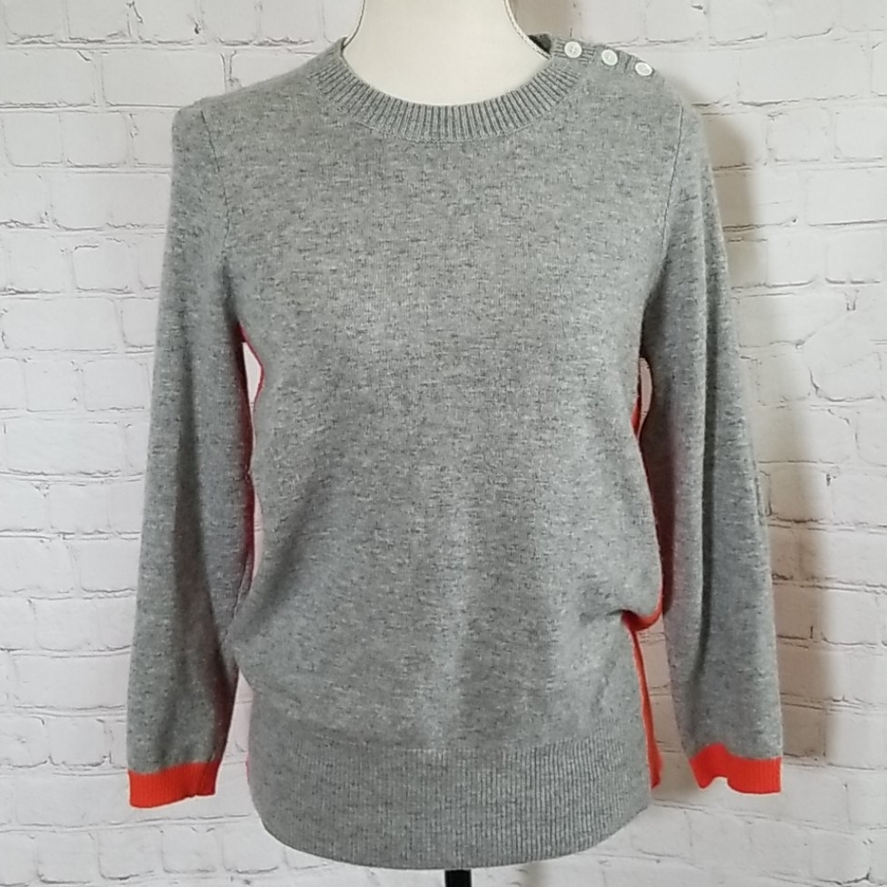 J. Crew Grey And Orange Cashmere Sweater